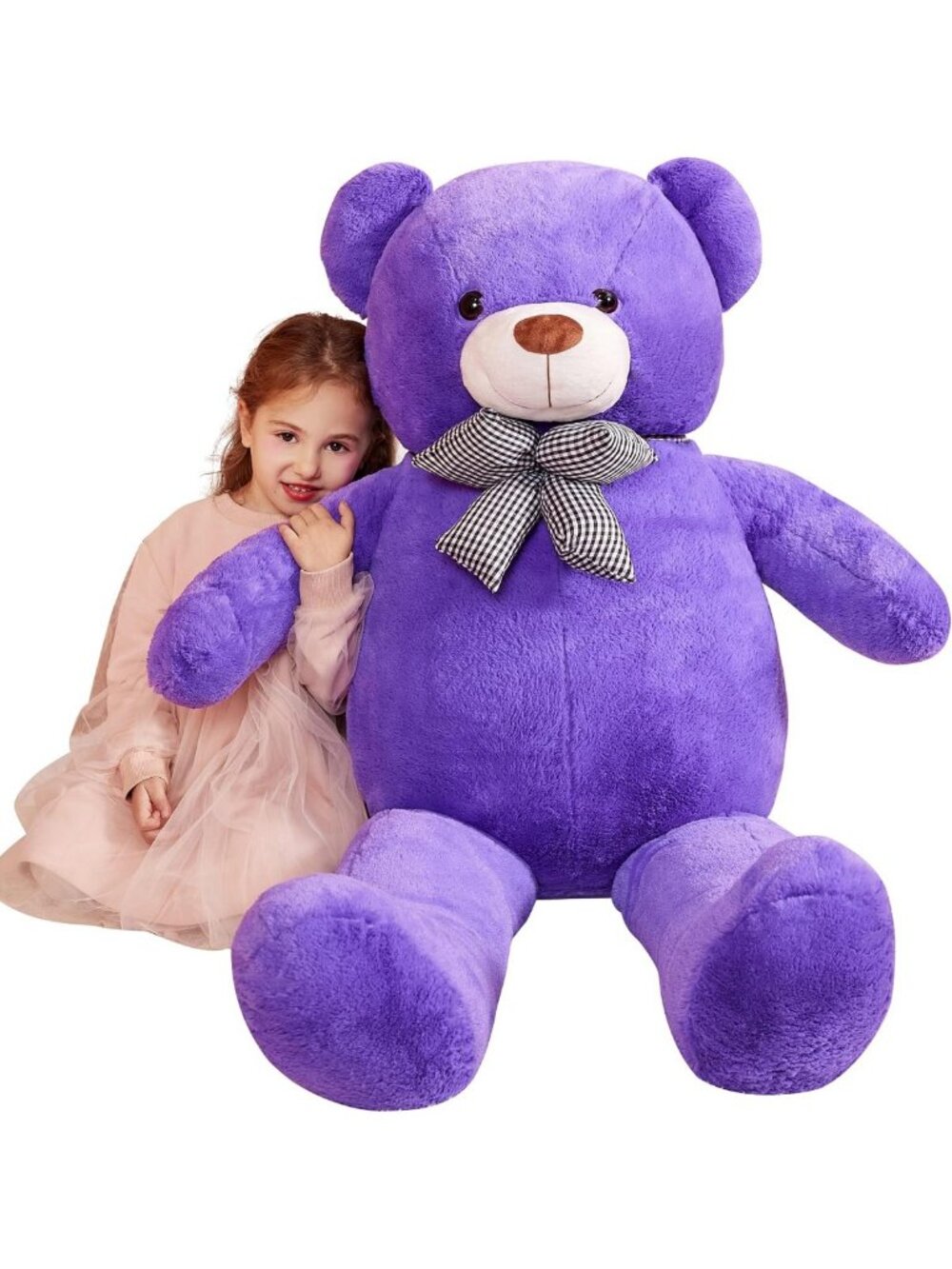 Giant 47" Purple Teddy Bear Plush Stuffed Animal - Soft & Cuddly Gift for Kids